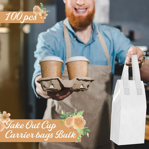 100 4.7 11 4 Inches Windyun Pcs Insulated Take Away Bags Bulk Disposable Insulated Lunch Bags for Food Takeaways Coffee