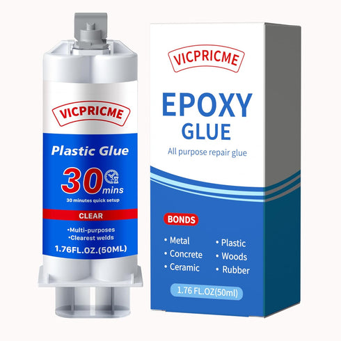 Plastic Glue, 1.76oz Clear Epoxy, All Purpose Repair Glue for Metal, Wood, Glass, and Most Plastics