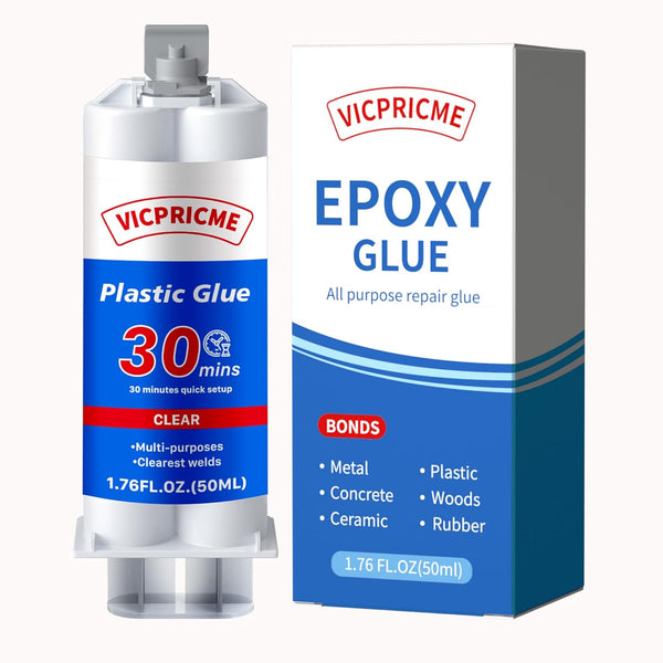 Plastic Glue, 1.76oz Clear Epoxy, All Purpose Repair Glue for Metal, Wood, Glass, and Most Plastics