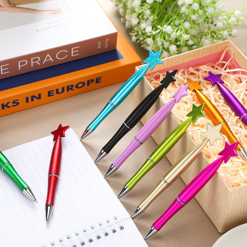 Yeaqee 48 Pcs Multicolor Ballpoint Cute Star Pens, 1.0 mm, Retractable, Back to School Gifts for Teacher, Student,