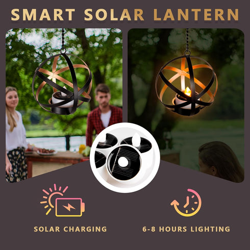 4 Pack Solar Lanterns Outdoor Waterproof, Hanging Tea Lights with Candle Holder, Small Solar Chandelier for Trees