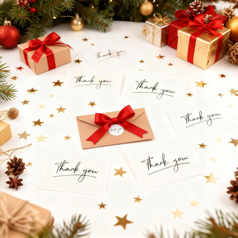 PineHaven 100 Set Bulk,4x 6 Inch Thank You Cards with Kraft Envelopes and Stickers Blank Thank You Notes Greeting