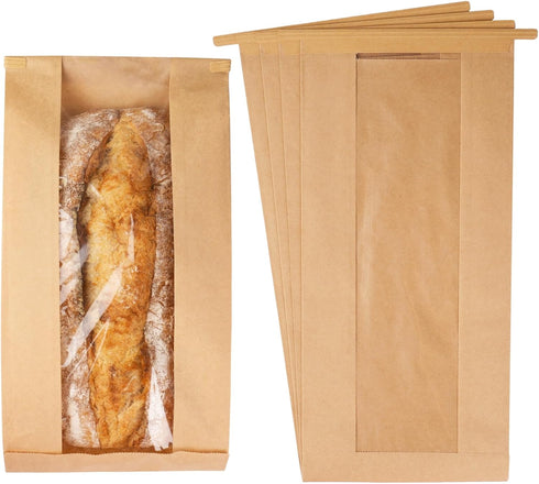 Foranda 200 Pack Long Paper Bread Bags with Tabs for Homemade Sourdough, Resealable