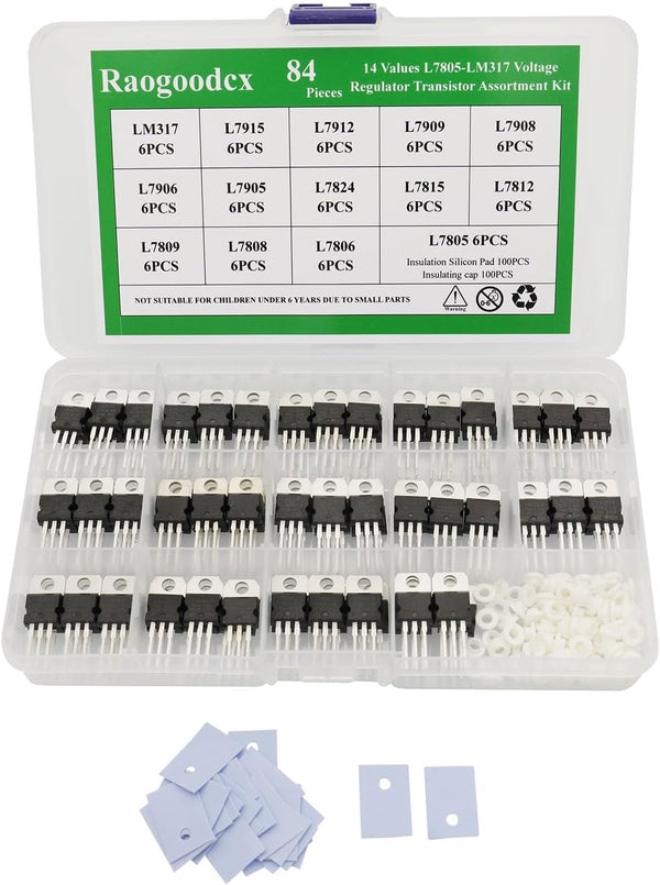 84Pcs L7805-LM317 Voltage Regulator Transistor Assortment Kit, 14 Value