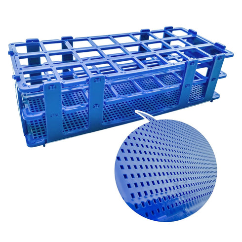 3 Packs Plastic Test Tube Rack, 24 Holes Lab Holder for 25mm Test Tubes, Blue, Detachable