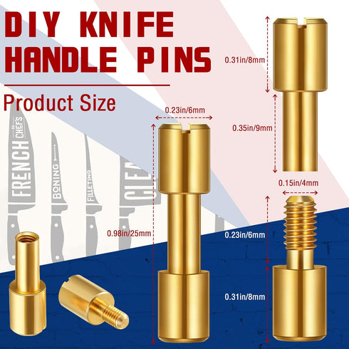 20 Sets Brass Bracket Bolt Fasteners and Stainless Steel Bracket Bolt Fasteners Tactical Lock Rivets Knife Making Supplies Knife Handle Pins Knife Screws for Knife Handles, Head Diameter 6 mm