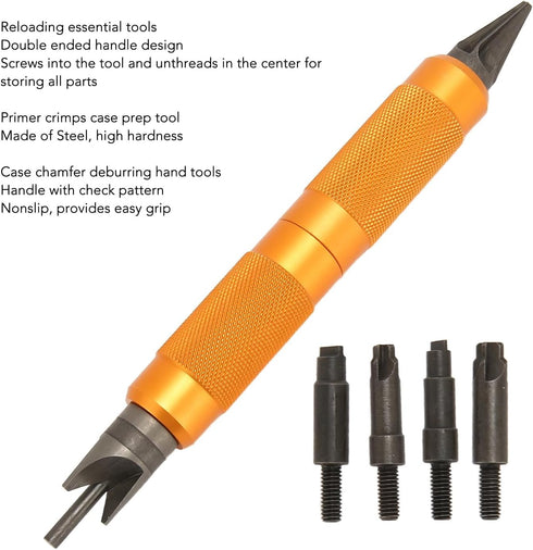 Double Ended Case Prep Multi Tool, Steel Chamfer Deburring Tools for Reloading Equipment Primer Pocket Cleaners