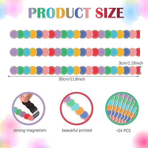 Ireer 24 Pieces Retro Magnetic Strips for Classroom Whiteboard Bulletin Board Decorative Magnetic Borders