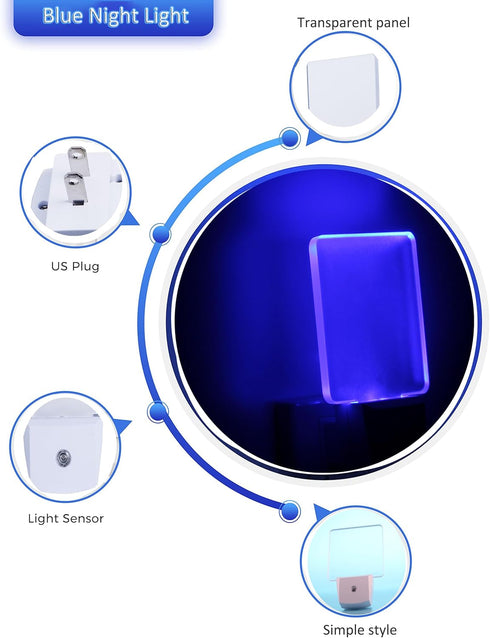 4 Pack Blue Night Light Plug in, Dusk to Dawn Sensor Automatic On and Off, Decorative Wall Blue LED Night Lights