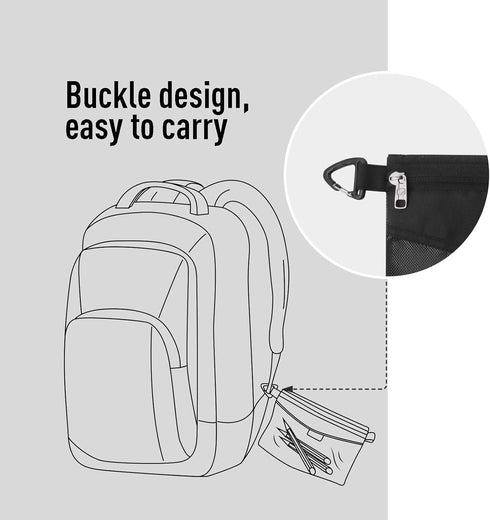 pack all Water-Resistant Zipper Pouch, Mesh Bags for Storage, Travel, Office (Black, Small)