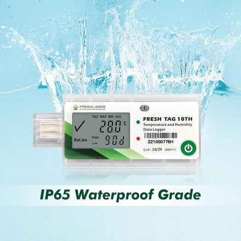LCD Temperature Humidity Data Logger, Single Use USB Recorder with PDF or CSV Report, 65000 Readings -22?~158? High