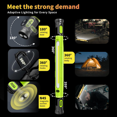 MechaniLite 3000LM 5200mAh Under Hood Work Light Bar, LED Magnetic Light Bar with Hooks, Cordless Rechargeable Hood