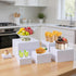 PercyEffie 6PCS Set decor5/6/6.8/7/7.5/8IN Buffet risers Acrylic Cubes for Display Food risers for Buffet Table White