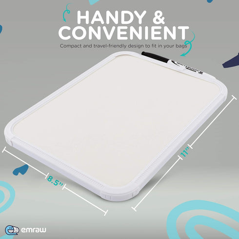 8.5" X 11" Dry Erase Board with Marker Sturdy Frame Mount Horizontally or Vertically Helps You to get Organised Perfect for Home or Office (Pack of 2) by - Emraw by Emraw