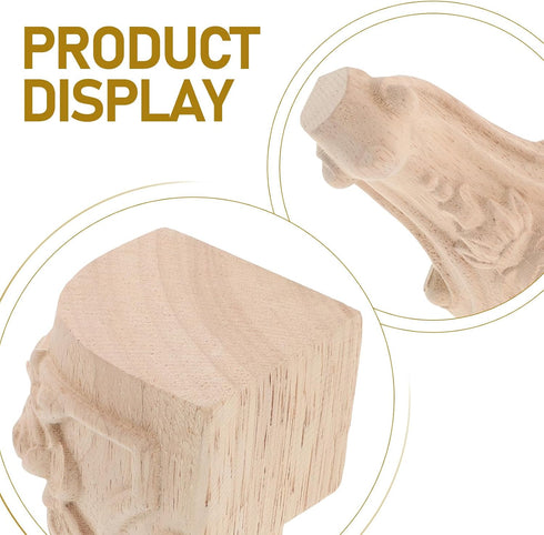 4pcs 12x6cm Toddmomy Solid Wood Carved Furniture Legs Replacement Couch Cabinet Feet Short Wooden Table Legs for Coffee