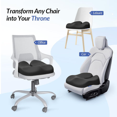 Tailbone ZIKEE Ergonomic Seat Cushion with Thigh Slope for Long Sitting, Memory Foam Office Chair Cushion for Car