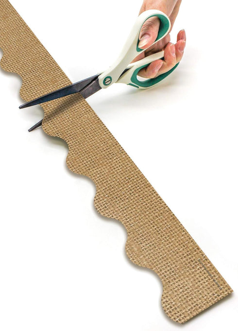 Teacher Created Resources Burlap Scalloped Rolled Border Trim, 50 ft for Decorating