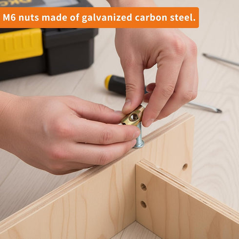 Bnnrjia 77 M6 Set, Hammer Pcs Barrel Nuts, Cross Dowel Joint Nuts, Metric Slotted Barrel Nut Embedded Nut for Bed Crib