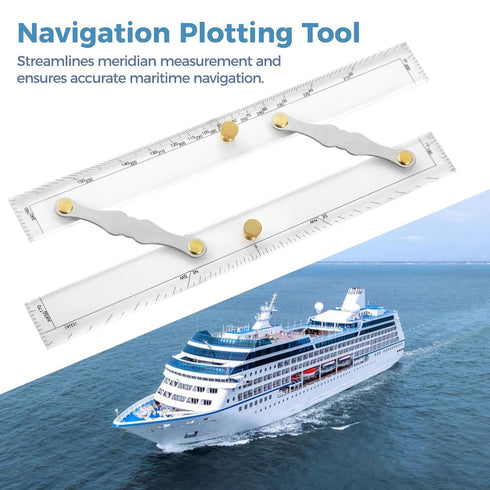 Toyosport 12 Parallel Ruler with Clear Markings, in Navigation Plotting Tool, Quality Plastic, Precision Marine Chart