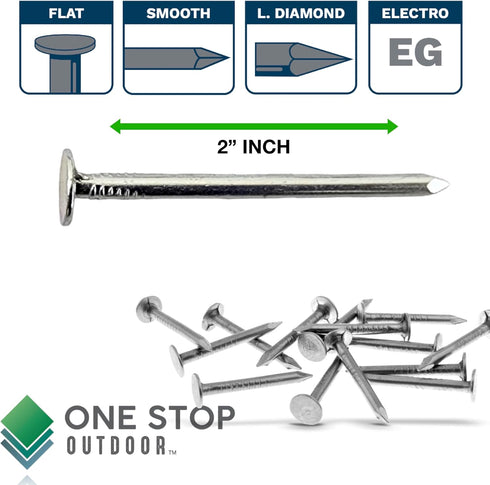 2-Inch Galvanized Roofing Nails Professional Grade - Used to fasten roofing felt, asphalt singles & insulation board (100)