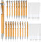 Fainne Bamboo Pens Bulk, Wood Natural Engraving Retractable Bamboo Pen with Extra Black Ink Refills, 20 Pcs