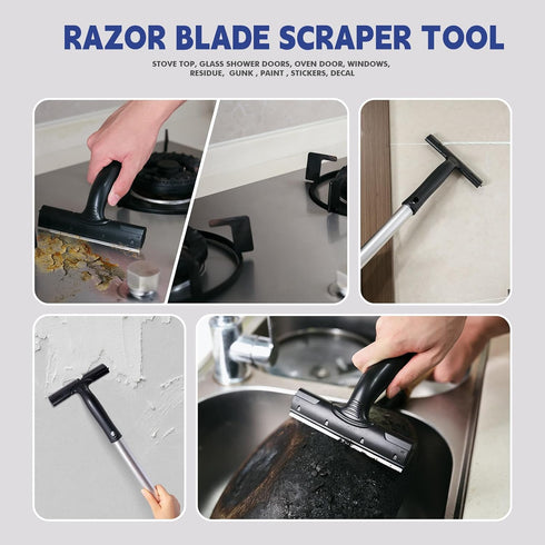 2 Pack 6" 25PCS FOSHIO Putty Knife Razor Blade Scraper Tool with Extra Double Edge Metal Blades for Cleaning Paint
