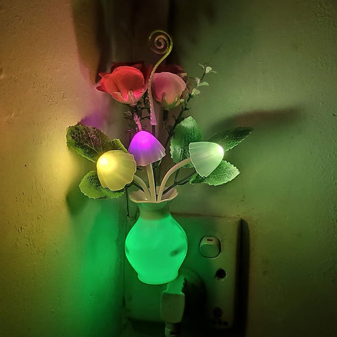 1Pack Sensor,0.5W AUSAYE Plug in LED Night Light Auto Dusk to Dawn Energy Saving Lamp Dream Nightlight Rose Flower