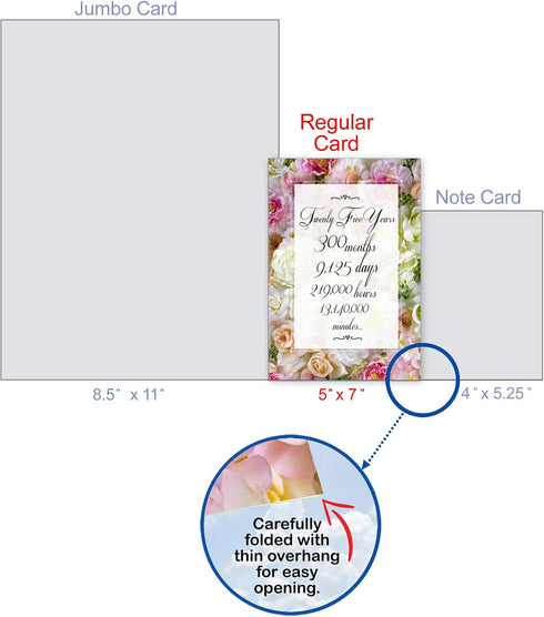NobleWorks 25th Anniversary Notecard w/Envelope for Couples, Men, Women - 25 Years of Love - C9437MAG