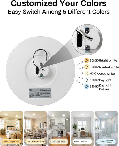 11in 2 Pack 5CCT 3000-6500K, 1100LM Dimmable 0.52in LEDYOND Flush Mount Ceiling Light White, LED Flat Panel Light