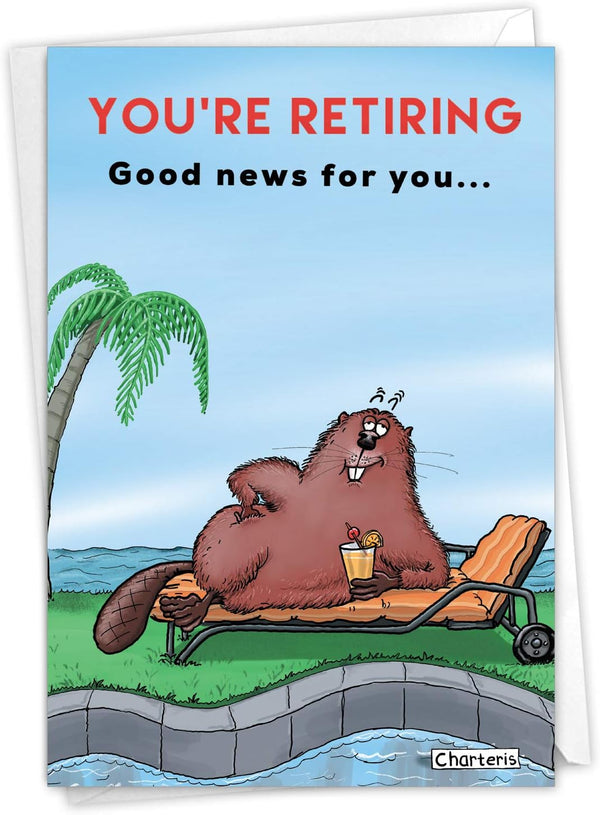 NobleWorks Dam Shame - Pun Retirement Greeting Card for Coworker, Boss - Funny Farewell Otter C7267RTG-US