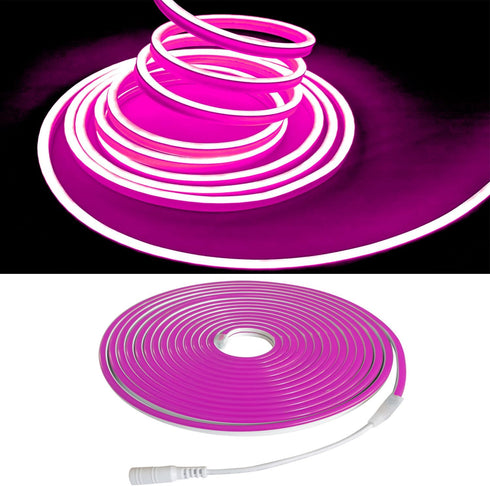 Maxlaxer 16.4ft 12V Pink Neon LED Strip Lights, Waterproof Flexible Light for Indoor/Outdoor Decoration (Includes Power