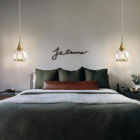 6 Inch Pendant Light Fixtures Kitchen: Brushed Gold Farmhouse Island Light with Clear Glass - Mid Century Globe Kitchen