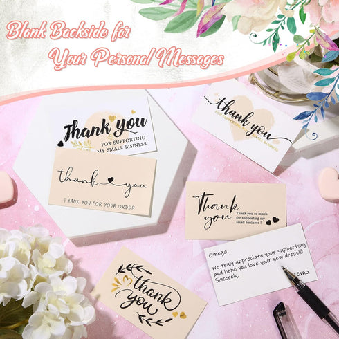 Outus 120 2 3.5 Inch Pieces Thank You for Supporting My Small Business Cards Mini Thank You Cards Pink Thank You