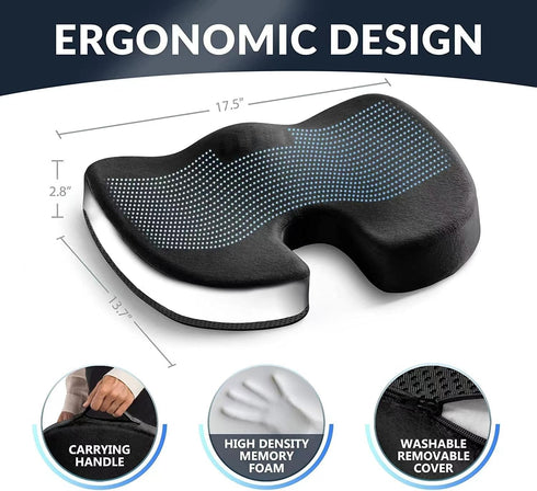 ZATIVA Tailbone, Home Office Seat Cushion - Comfort Memory Foam Chair Cushion with Cooling Gel Infused for Back