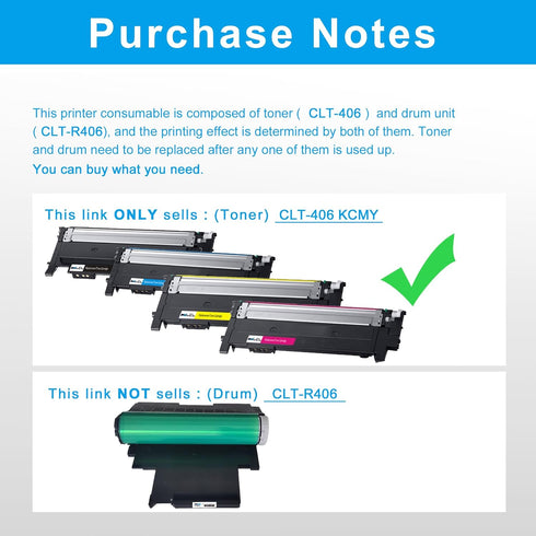 LCL Compatible Toner Cartridge Replacement for Samsung CLT-406S CLT-K406S CLT-C406S CLT-M406S CLT-Y406S (4-Pack)