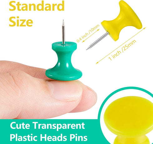 Outus 100 Pcs Giant Push Pins, 1 Inch Jumbo Thumb Tacks for Cork Board, Map, Posters (Red, Yellow, Blue, Green, White)