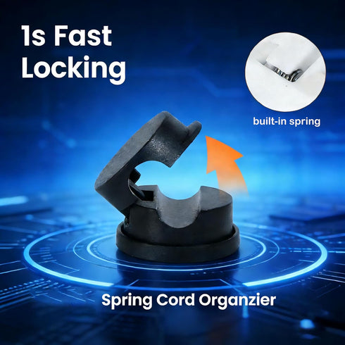 6PC 360 Rotatable Spring Cable Management, Cord Organizer Holder for Desk, Strong Adhesive Cable Clips Desk