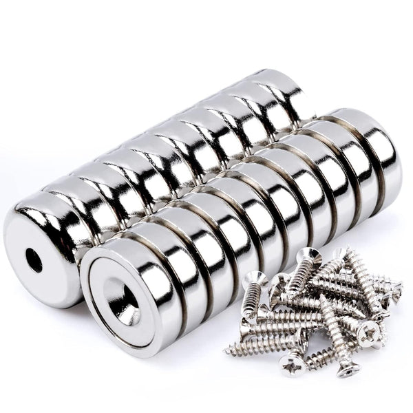 20Pcs Super Strong Round Base Cup Neodymium Magnets with Holes,0.63"(16mm) Ring Rare
