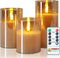 5plots Glass Battery Operated Gold Flameless Candles with Remote Timer, 3D Wick