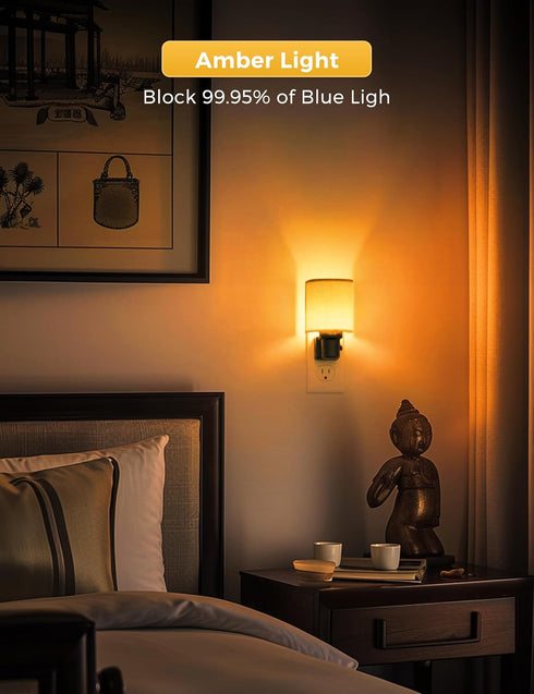 Dimmable, 2 Pack L LOHAS LED Amber Night Lights Plug into Wall, Plug in Night Light Farmhouse Decorative Nightlights