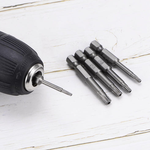 10pcs TS25 Star 5 Point Screwdriver Bit 1/4" Hex Shank - 2" Length Magnetic Security Torx Head Power Tool