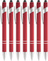 Rainbow Rubberized Soft Touch Ballpoint Pen with Stylus Tip, Premium Metal, Black Ink, Medium Point - Box of 7 (RED)