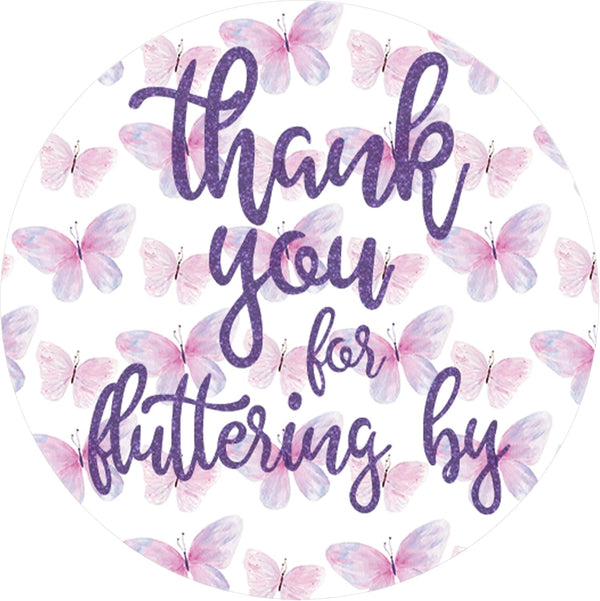 Butterfly Thank You Stickers - Thank You for Fluttering by Labels, Party Favors, 40 Count for Events