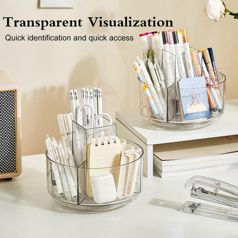 JIKIOU Acrylic Pen Holder, 360-Degree Rotating Pencil Organizer for Kids, Caddy Art Supply Organizer for Home Office