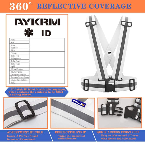 AYKRM High Visibility Reflective Vest - 9 Color Adjustable Running Gear
