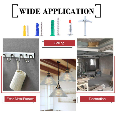 Hilitchi 122 Piece Plastic Self Drilling Drywall Hollow-Wall Anchor Molly Bolt Toggle Bolt with Screws Kit