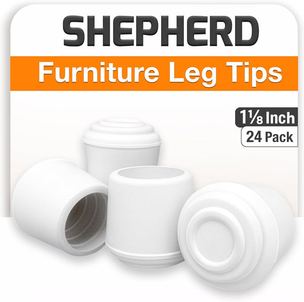 Shepherd Hardware 1-1/8" Round Non-Marking Rubber Slip-On Chair Leg Tips, Non-slip Protective