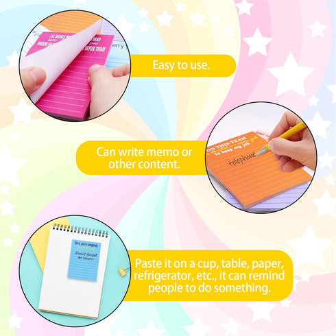 Funny Notepad Sticky Notes, 12 Pads, 3x4 Inch, Humorous Office Memo Pads for Coworkers