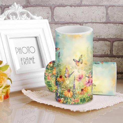Butterfly Floral LED Lights Pillar Candles Color Changing LED Flameless Candles Multicolor Battery Operated Candles
