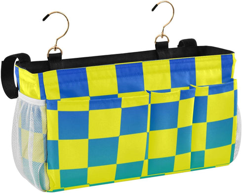 SyXIOP Buffalo Plaid Check Yellow Blue Green Gradient Bedside Storage Organizer Table Cabinet Storage Organizer
